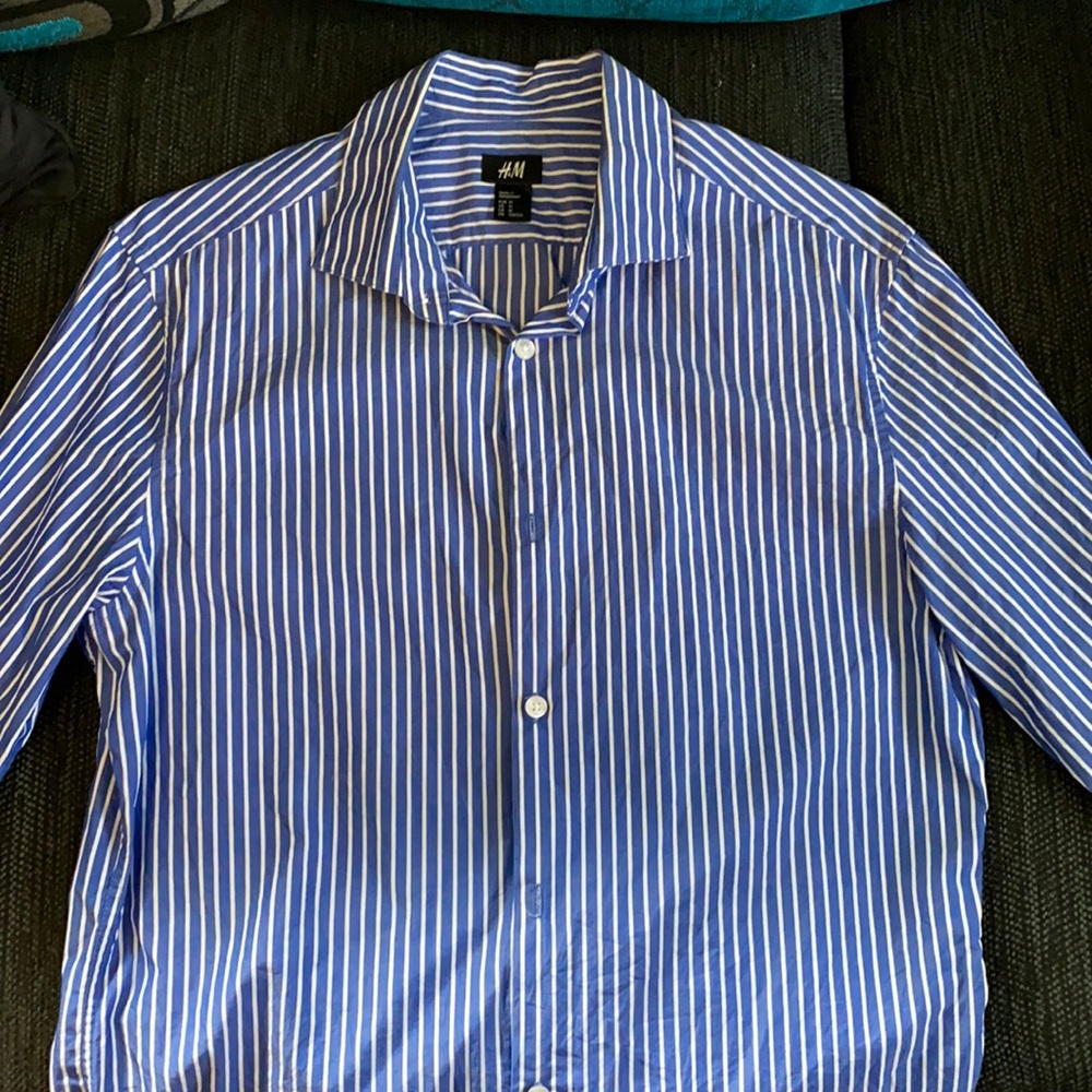 H&M Blue & White Striped Button Down